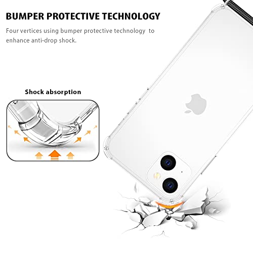 Yespure Crossbody Case For Iphone 14,Phone Case For Iphone 14 [ With Adjustable Lanyard Strap ] Clear Soft Slim Tpu Anti-Yellowing Anti-Scratch Shockproof Protective Cover For Iphone 14 - Black #TOP4