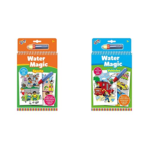 Galt, Water Magic - Sports, Colouring Books for Children, Ages 3 years Plus Toys, Water Magic - Vehicles, Colouring Books for Children, Ages 3 Years Plus