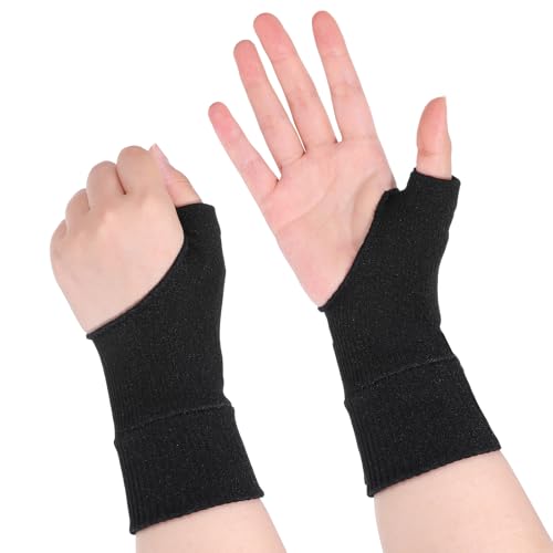 BOHUIZ 2 Pcs Thumb Wrist Arthritis Gloves For Women, Compression Gloves with Gel Pad Elastic Compression Sleeves Fingerless Glove for Arthritis Pain Breathable Wrist Support Brace Glove