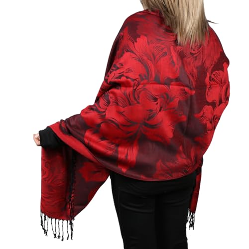Women's Pashmina Shawls and Wraps Reversible Floral Flower Rave Scarf