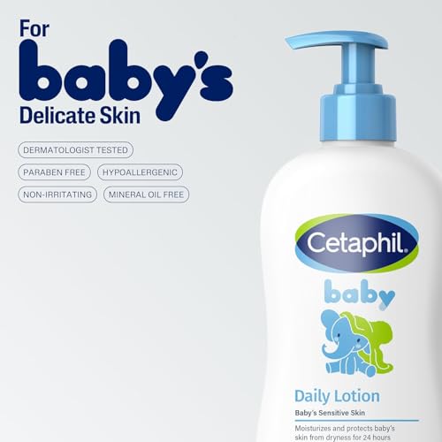 Image of Cetaphil Baby Daily Lotion with Organic Calendula |Vitamin E | Sweet Almond & Sunflower Oils |13.5 Fl. Oz (Pack of 2)