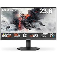 KOORUI G2411P 24 Inch Gaming Monitor, 200Hz, Fast IPS, HDR 400, Full-HD 1080P, 1ms, Adaptive Sync, VESA Mountable, HDMI/DP, Low Blue Light, 99% SRGB
