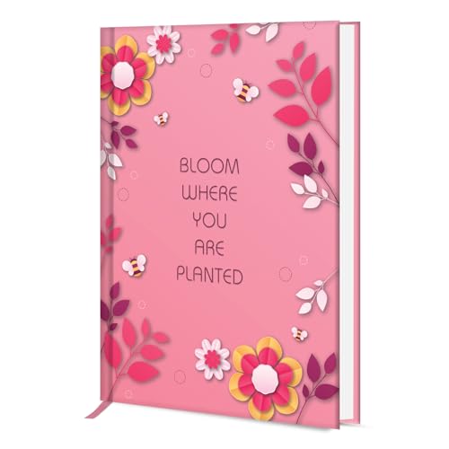 Image of Hard Bound Notebook for Girls & Women | A5 Ruled Journal | 192 Pages | 80 GSM Premium Paper | Designer Laminated Cover | Ribbon Bookmark | Notebook for School, College, Office, Journaling & Note Taking (DM4015)