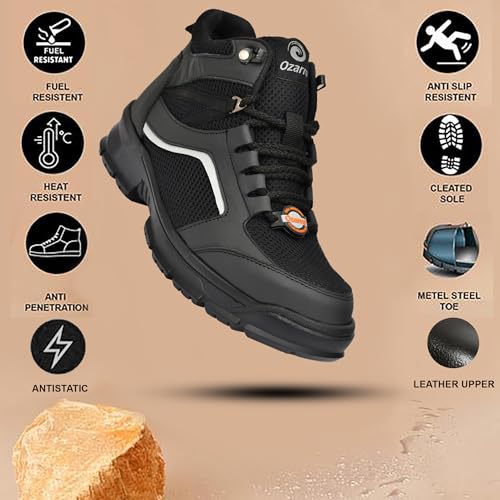 Image of Ozarro Steel Toe Safety Work Shoes | Premium Industrial | Anti-Slip & Steel Toe | Durable Construction | Comfortable Industrial Safety Shoes for Mens (S4463)