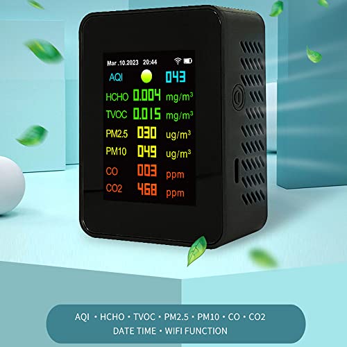 image for SaZaK Tuya WiFi Portable Air Quality Meter 7in1 PM2.5 PM10 CO CO2 TVOC