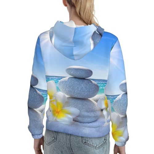 Sweat à capuche polyvalent quotidien EdWal pull femme imprimé tropical chic - 4