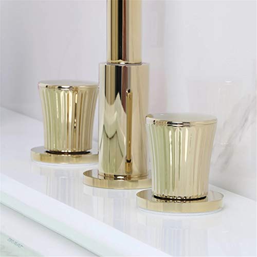 Robinet de lavabo luxe en or à 3 trous pour une élégance intemporelle