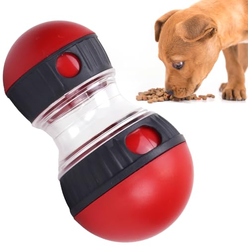 ペット健康堂 犬 餌入れ 転がす おもちゃ (小型犬 〜 大型犬) 早食い防止 食べ過ぎ防止 水洗い可 フードボウル 頑丈 (レッド × ブラック)