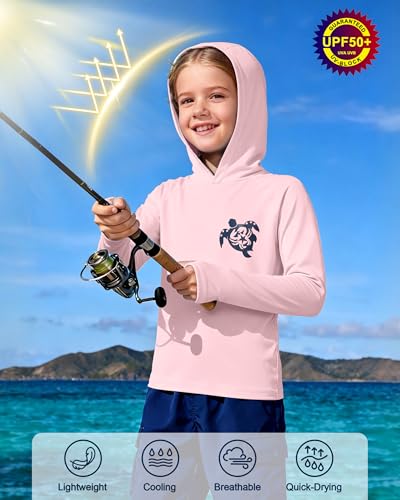 Image of Boys Rash Guard Swim Hoodie, Kids Long Sleeve Sun Fishing Shirts