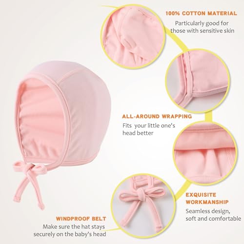 Image of JANGANNSA Newborn Baby Hospital Hat Infant Set Head Cap Lovely Ears Belt Beanie 0-8Months