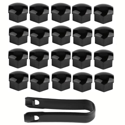 20 piezas de 17 mm, tapa de tuerca de rueda negra, tapa de tuerca de rueda,tapa de tuerca hexagonal de neumático de coche con herramienta de extracción, se adapta a la mayoría de las ruedas de coche Cover