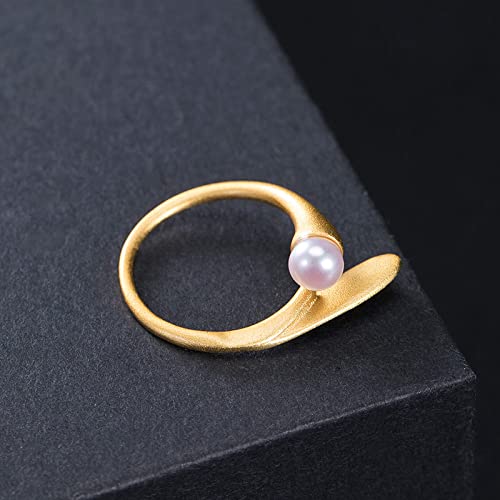 Bague style chinois feuille et perle d'eau douce pour soirée chic - 2
