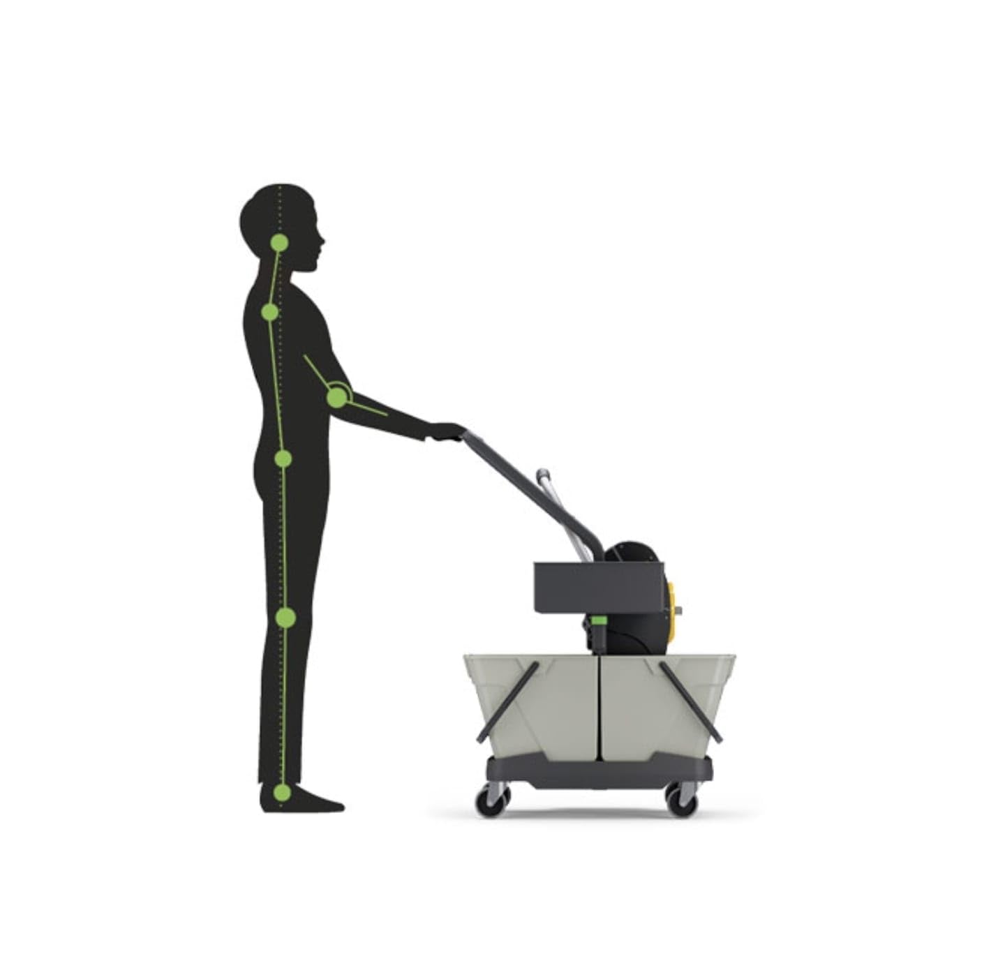 MOTTO GOLD Carrello Doppia Vasca Ergonomico con Strizzatore Professionale Salvaschiena, 25+25 Litri, Mocio Incluso