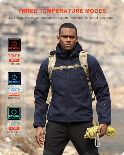 Image of DEWBU Heated Jacket for Men with 12V Battery Pack Winter Outdoor Soft Shell Electric Heating Coat