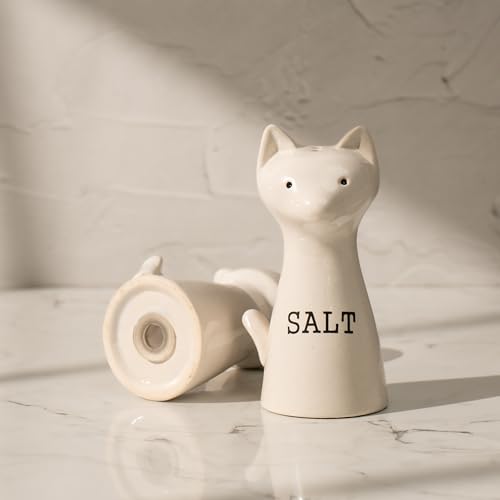 Image of Pup & Purr Salt & Pepper Shaker Set - Set of 2 Handcrafted Ceramic Shakers - Minimal Tabletop Essentials for Everyday Dining