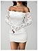 GORGLITTER Women's Lace Long Sleeves Mini Dress Y2K Fall Sexy Off The Shoulder Bodycon Night Out Birthday Party Dresses White Small