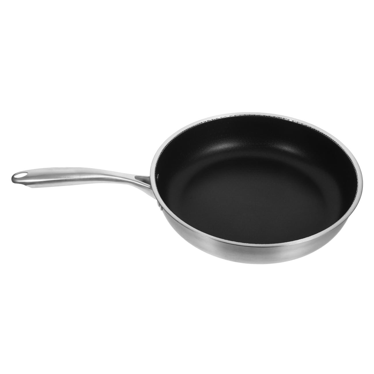 OUNONA Padella in Acciaio Inossidabile Nero Fondo a Nido D'ape per Friggere Uova, Manico Ergonomico che Riduce Consumo di Olio, per Cucina Quotidiana