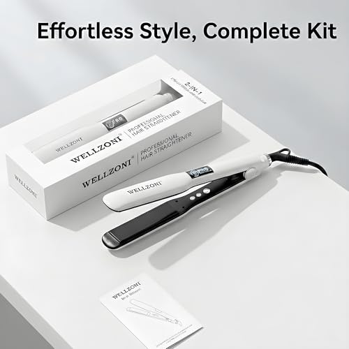 Image of Flat Iron Hair Straightener - 1.4 inch Wide Plate, 15s Fast Heating with 37 Temp Settings 122-450F, Dual Voltage Ionic Ceramic Flat Iron for All Hair Types with Auto Shut-Off