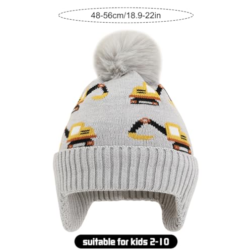 Kids Beanie with Ear Flaps for Boys Girls Pom-pom Knit Hats Warm Fleece Lining Winter Outdoor Skull Snow Ski Cap2