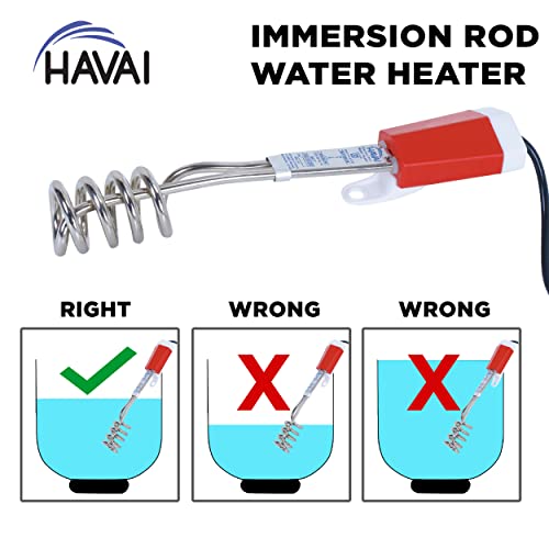 HAVAI Metal Water Heater Immersion Rod (Red, White) (1500), 1500 Watts