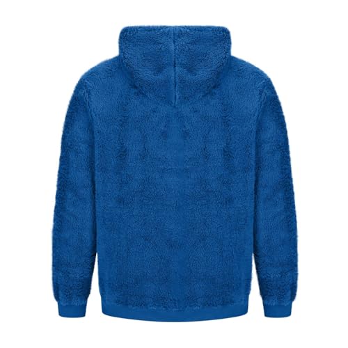 Fuzzy Fleece Hoodie Men Long Sleeve Sport Casual Pullover Loose Solid Color Fall Winter Hooded Sweatshirt With Pocket4