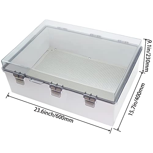 Zulkit Junction Box Abs Plastic Dustproof Waterproof Ip65 Electrical Boxes Hinged Shell Outdoor Universal Project Enclosure Grey Clear Transparent Cover (23.6" X 15.7" X 9.1") #TOP1