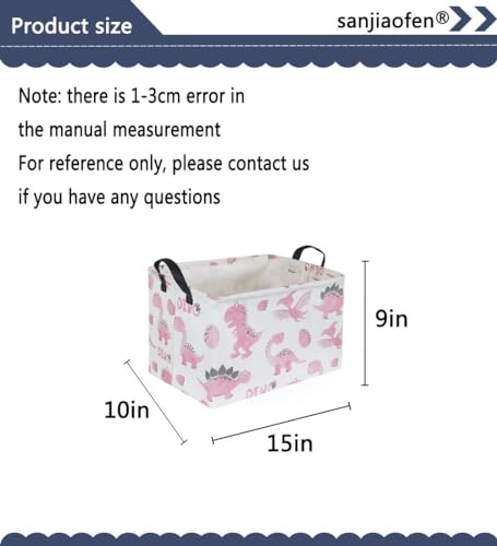 Image of Rectangular Pink Baskets,Dinosaur Basket Cute Storage Basket Organizer for Kids Room Dinosaur Decor ,Clothers,Toys Box,Books,Kid's Gifts Storage. (Pink Dinosaur)