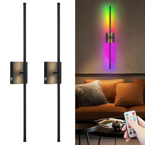 Wireless Sconces Set Of 2,10000 mAh Large Capacity Battery Wall Sconce Up To 70 Hours Use Time,360° Rotation RGB Multiple Colors,Rechargeable Wall Sconce With Remote,Perfect Sconces Wall Decor