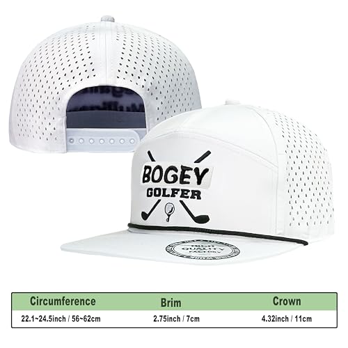 Clatnew Funny Golf Hats Funny Golf Gifts for Men,Golf Rope Hat for Men,Flat Bill Snapback Hat - White