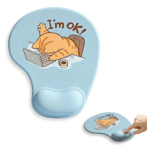Image of ZORBES Ergonomic Mouse Pad Wrist Support Funny Cat Gel Cushion | rgonomic Mouse Pad with Gel Wrist Rest, Cute Funny Cat Pattern for Office Home
