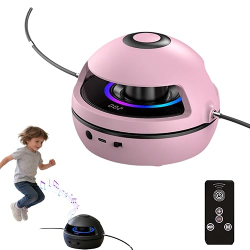 Elektronische Springseil, Intelligente Springseilmaschine mit Fernbedienung, 1-10 Geschwindigkeitsstufen Seilspringen LED-Bildschirm, Bluetooth Musik, Farblicht, Springseil Kinder 8 Jahre (Rosa)
