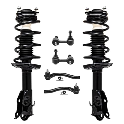 Image of Detroit Axle - 1.8L Front 6pc Struts Kit for 06-11 Honda Civic, 2 Struts & Coil Spring 2 Sway Bar Links 2 Outer Tie Rod Ends 2006 2007 2008 2009 2010 2011 Replacement Suspension