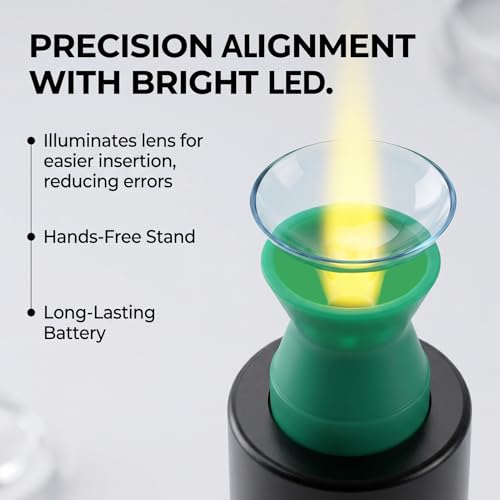 Image of Rechargeable LED Scleral & RGP Contact Lens Inserter Kit - Hands-Free Lighted Stand with 2 Interchangeable Tubes & 6 Vented Scleral Sticks, USB Charging, BPA-Free Lens Application Tool