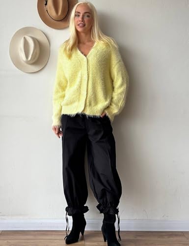 Image of COZYPOIN Womens Fuzzy Cardigan Sweater V Neck Button Down Soft Knit Coat | Loose, Comfy, Slouchy Drop Shoulder, Long Sleeve Fluffy Mohair, Warm, For Daily Work Holiday, Spring Fall Winter Fashion