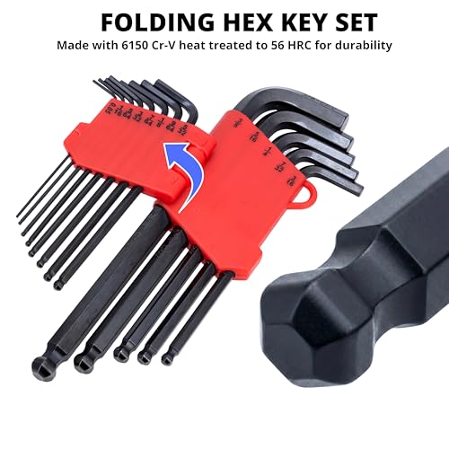 NEIKO 01104A Master Allen Wrench Set, 39 Pc Ball End Hex Key Set, Metric, Standard & Torx, SAE & MM Long Allen Keys 1.27mm to 10mm & 0.05” to 3/8 Inch and T5 to T50, Black Oxide Chrome Vanadium by NEIKO - Image 5