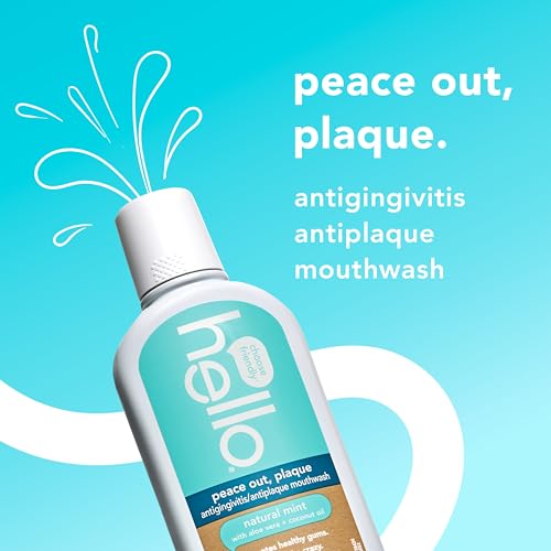 Hello Peace Out Plaque, Antigingivitis Alcohol Free Mouthwash, Natural Mint with Aloe Vera and Coconut Oil, Fluoride Free, Vegan, SLS Free and Gluten Free, 16 Ounce (Pack of 3) - Image 3