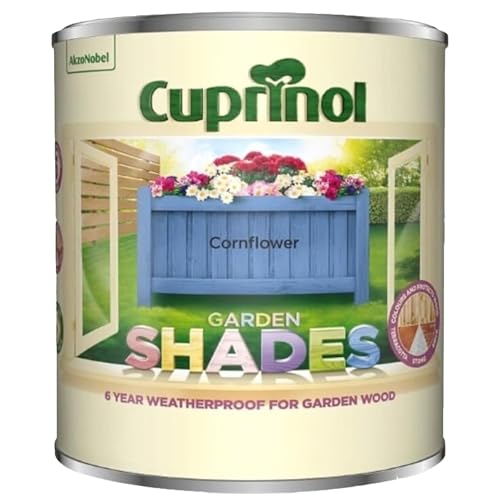 DUAYRA Garden Shades Paint | Quick Drying Water Based | For Garden Fence, Shades, Benches, Terracotta, Brick, Stone | Exterior Wood Furniture | Long Lasting (Cornflower, 1 Liter)