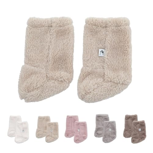 Image of Konny Baby Fluffy Cozy Fleece Winter Booties for Infant (Beige)- New Year Gifts, Foot warmer for Newborn Babies