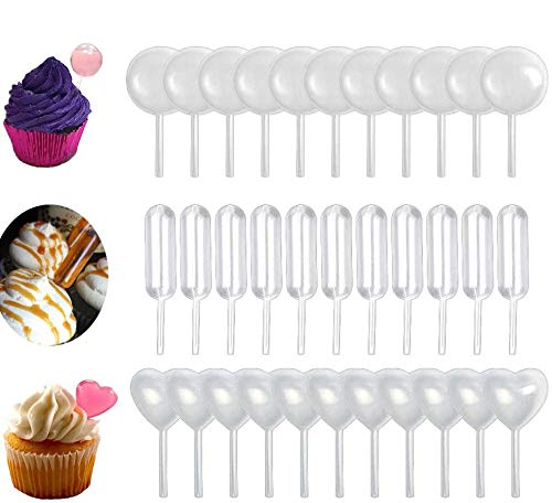 150pcs 4ml Plastic Pipettes Heart Round Rectangular Plastic Squeeze Transfer Pipettes Suitable for Chocolate, Cupcakes, Strawberries