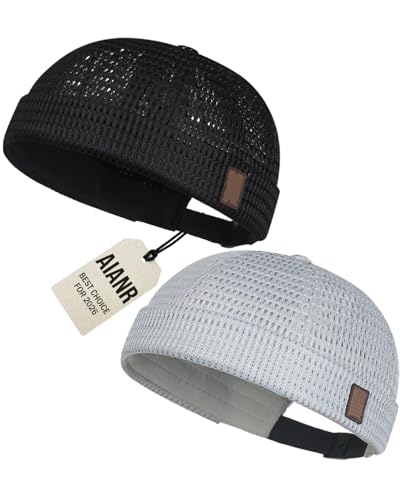 Men's Breathable Brimless Docker Hat - Lightweight Mesh Skull Cap