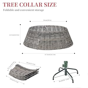 Vencer 26.5''Christmas Tree Collar, Plastic Rattan Xmas Tree Skirt,Rustic Decorations,Tree Skirt Base for Christmas Tree Decorations,Grey,VTO-039 Vencer 265Christmas Tree Collar Plastic Rattan Xmas Tree SkirtRustic DecorationsTree Skirt Base for Christmas Tree DecorationsGreyVTO 039