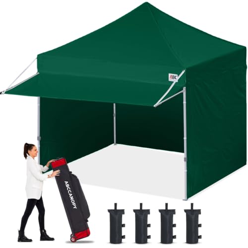 Image of ABCCANOPY Ez Pop up Canopy Tent with Awning and Sidewalls 10x10 Market -Series, Forest Green