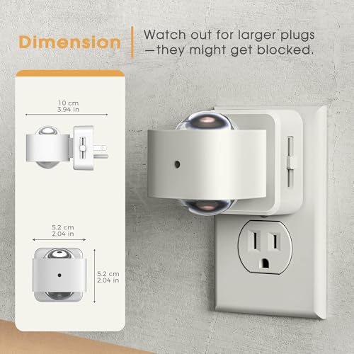 Image of Briignite Night Light Projector, LED Night Lights Plug into Wall, 180 Rotating Night Light for Kids, Dusk to Dawn Sensor, 0-150LM Dimmable, Warm White Ambient Lighting for Bathroom, Gifts, White