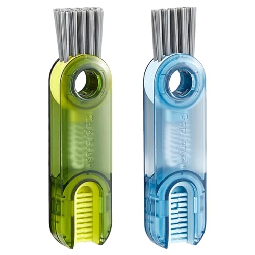 HONRIGO 3-in-1 Bottle & Cup Lid Crevice Cleaning Brush Set – 2 Pcs Multifunctional Lid, Gap & Corner Brushes for Deep Cleaning Water Bottles, Thermoses, Mugs, Baby Bottles & Travel Cups