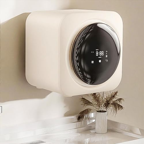 ZMIN Mini Machine à Laver Automatique 3,5 l, Lavage et séchage intelligents à Rouleaux intégrés, pour Appartements et Petits espaces, Suspension Murale,Beige,Desktop