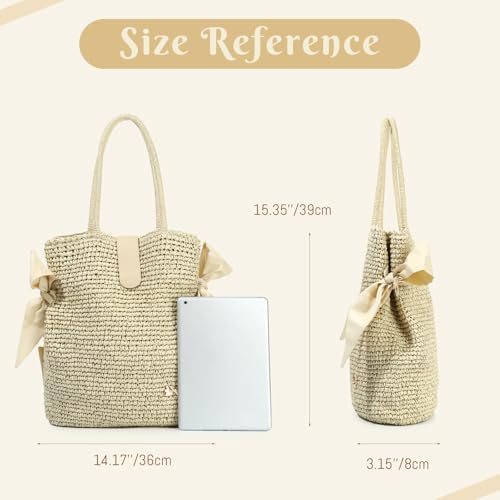 Bolso Tote de Paja para Mujer, Grande, Casual para Playa miniatura 4