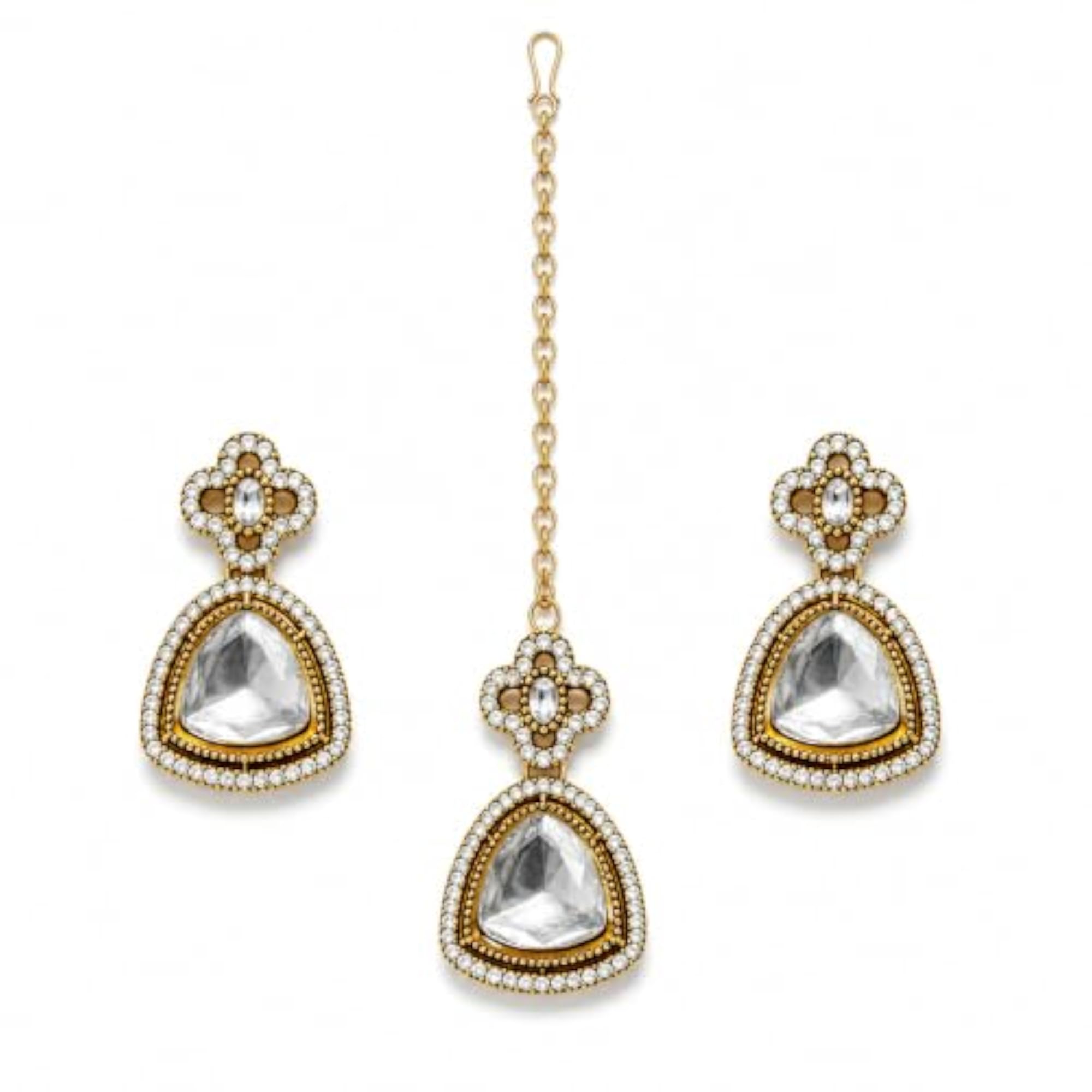 Copper Plated White Stone Necklace Set