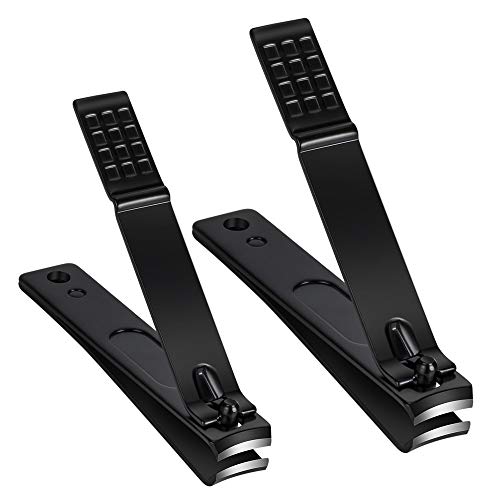 Nail Clippers Set, Sharp Stainless Steel Fingernail Clipper & Toenail Clippers, Black Nail Cutter, Large And Small 2 Piece Set. (Large/Small) #TOP4