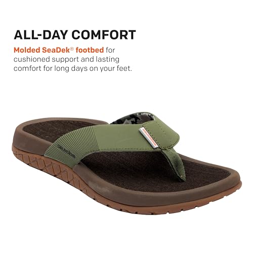 Image of Grundens Men's FishFinder Sandals - Quick-Drying, Comfortable, and Versatile Mens Flip Flops with Enhanced Traction & Full Arch Support for Fishing and Outdoor Wear, Deep Lichen Green, 8