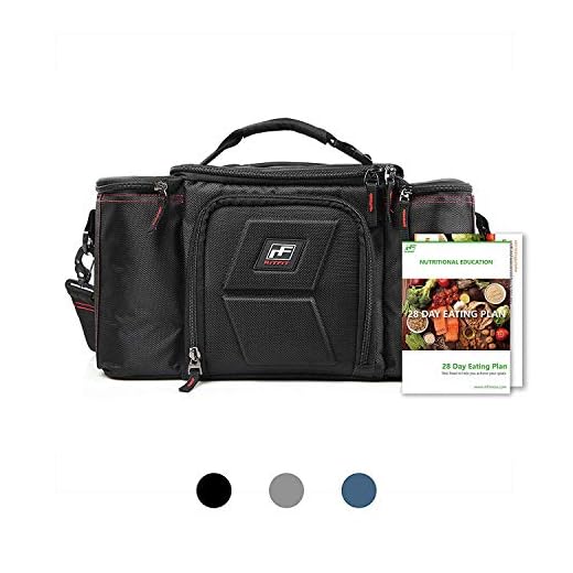 RitFit Upgraded Meal Prep Lunch Bag with 3 Containers for Men and Women, Large Lunch Box for Gym,Work,and Trips, Come with Shoulder Strap,Ice Packs and Free Recipes